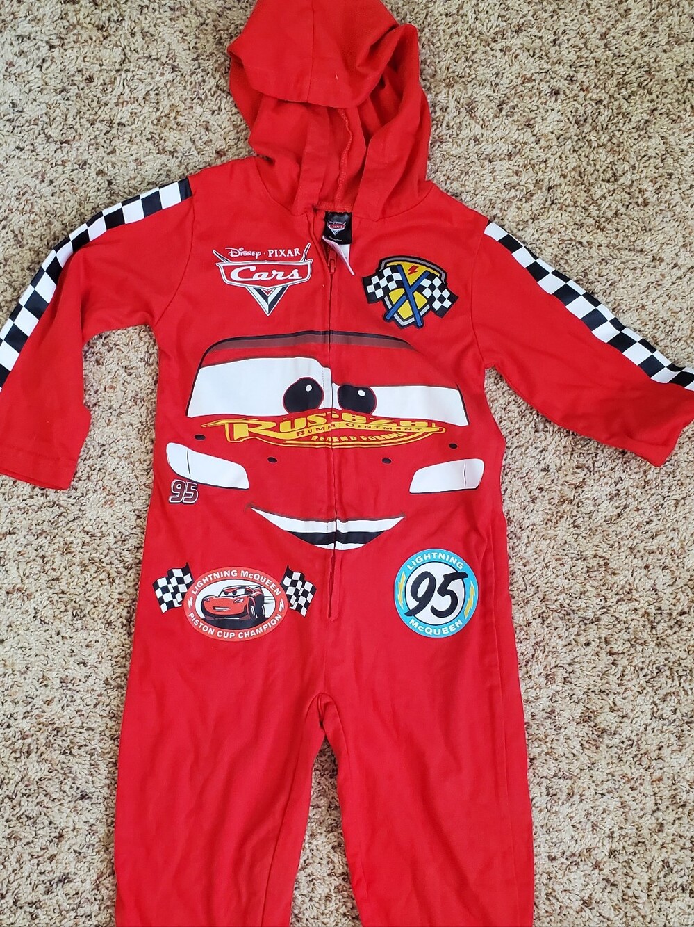 2T Lightning McQueen Red Hoodie Jumpsuit for Kids